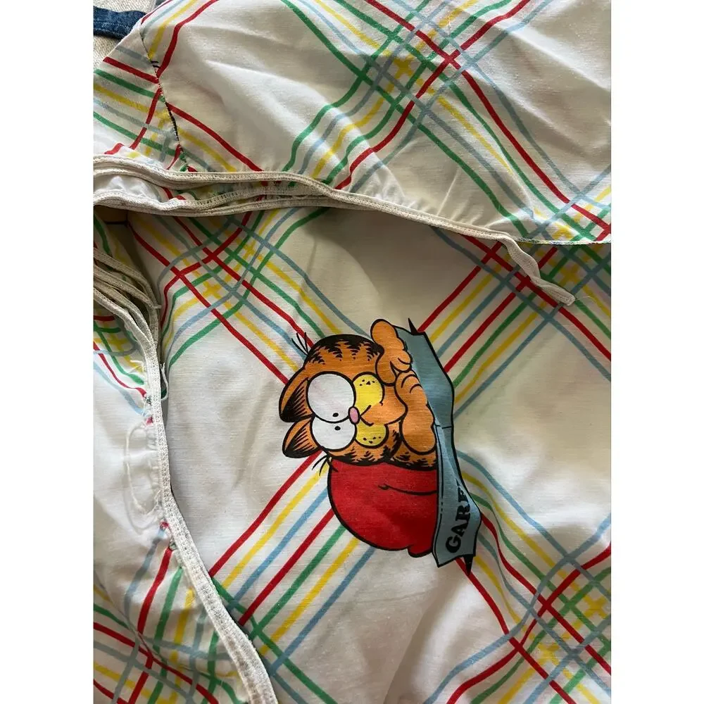 Vintage Garfield Full Sheet set,  flat sheet & fitted, Made USA,Marborough 80/20